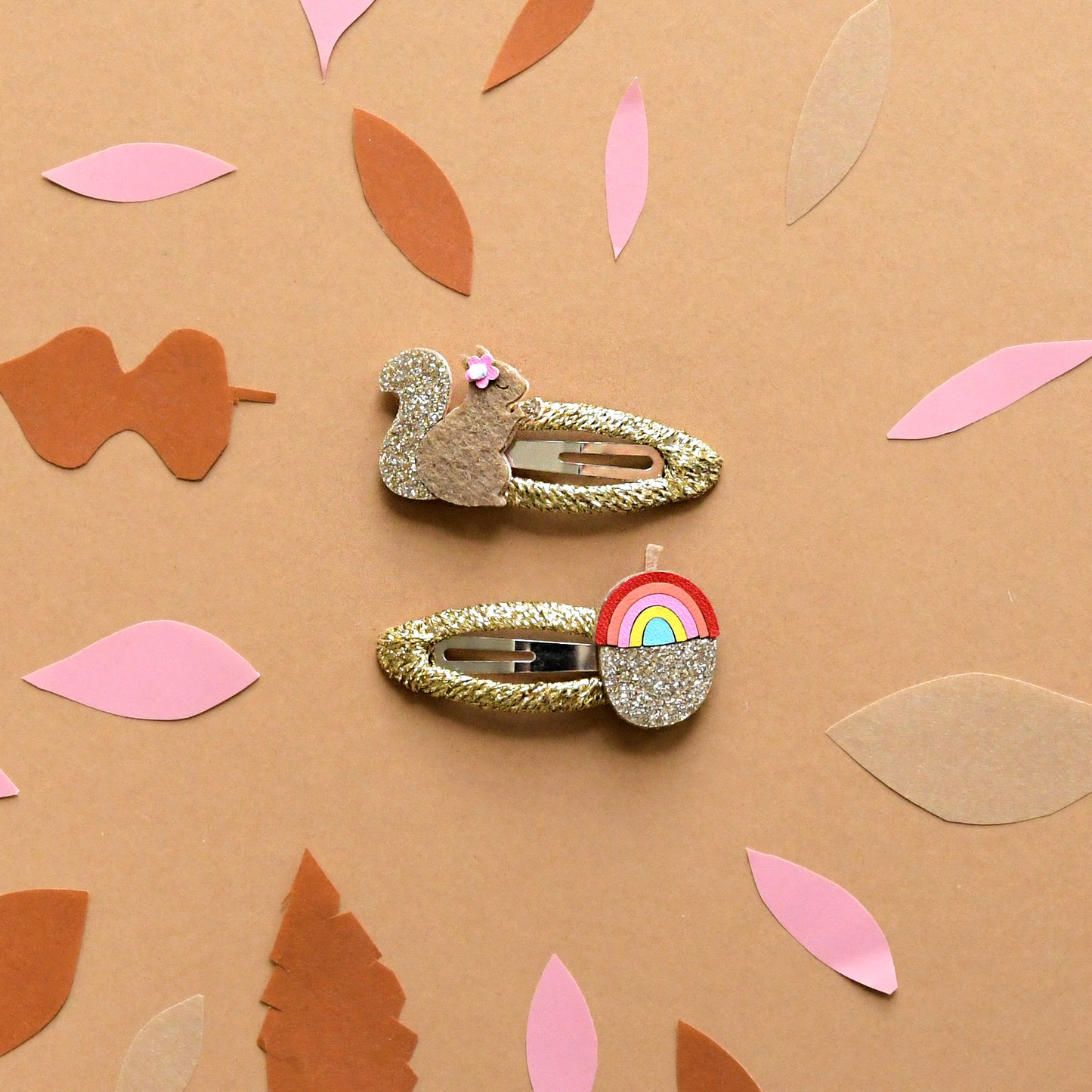 Rockahula Squirrel and Rainbow Acorn Clips